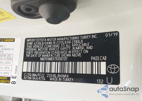 2019 Toyota C-Hr Xle from USA, damaged, VIN NMTKHMBX7KR087011
